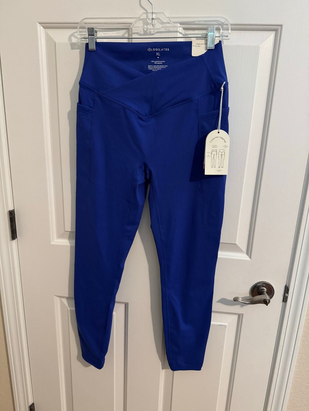 Blogilates New Crisscross High Rise Leggings Media Pockets Royal Blue XL